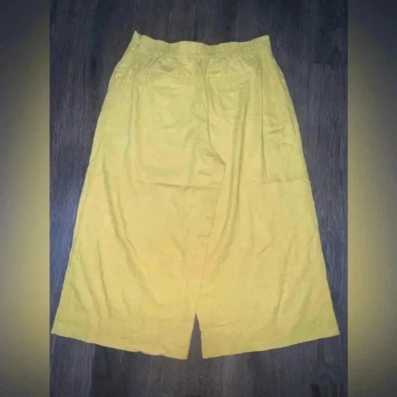 Chelsea & Theodore Linen blend Wide Leg cropped Pant Sz 12 Mustard - Picture 3 of 11